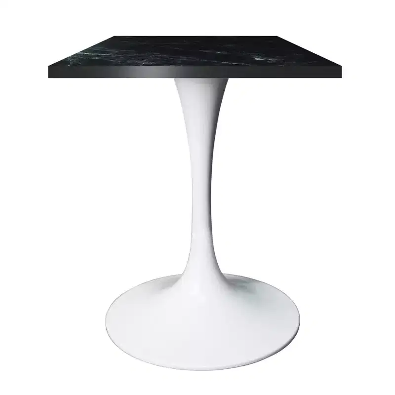 24 Square Dining Table - Modern MDF Top with White Pedestal Base Accent Cafe Table for Kitchen, Home, and Cafes