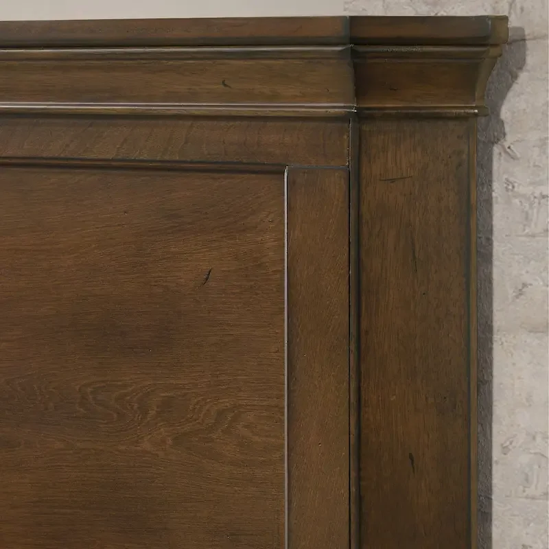 Wood Panel Bed with Antique Walnut Finish