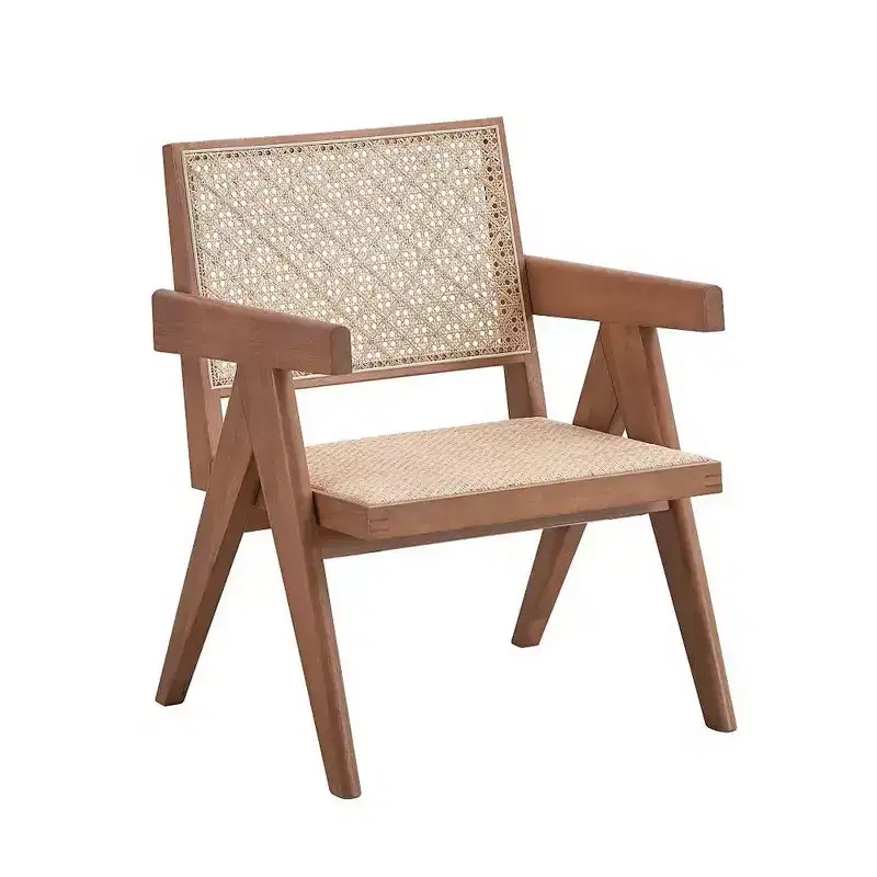 Rattan and Wood Accent Chair in Natural