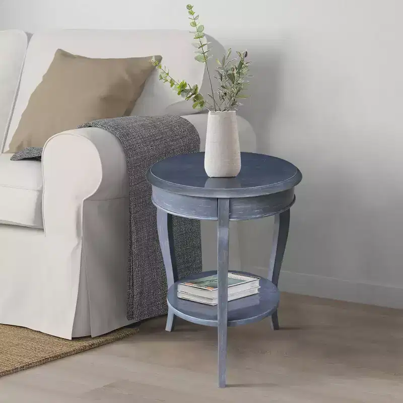 Solid Wood End Table, Black Painted Finish, 18