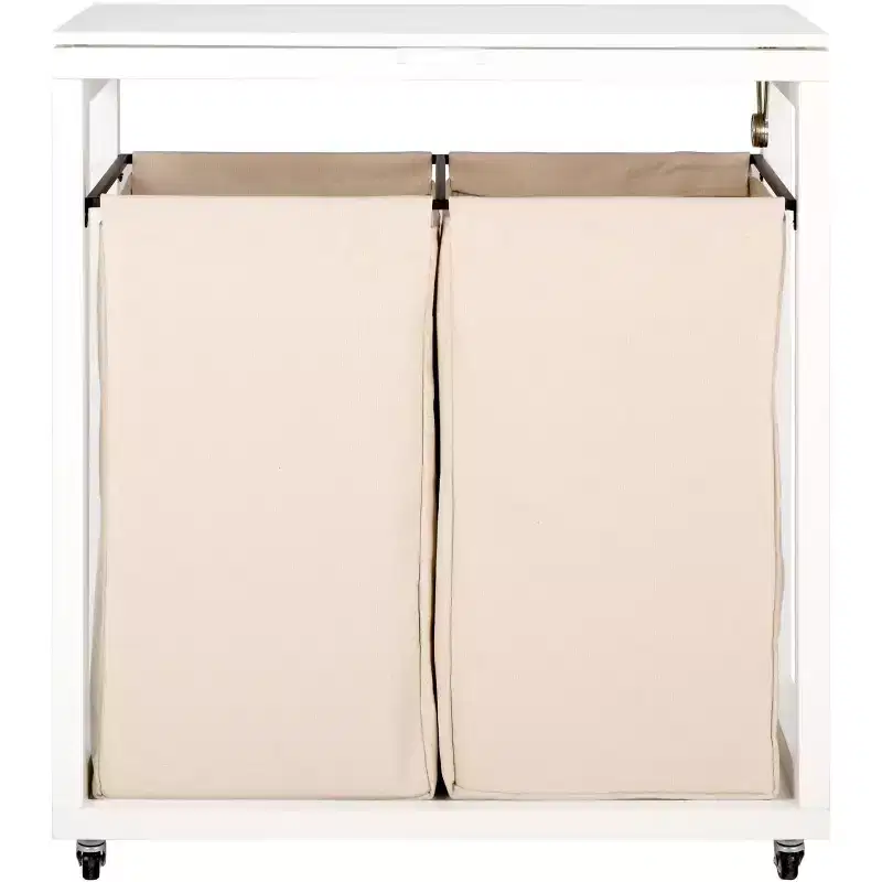 Leanna Laundry Basket with Wheels - STG1900 - White/Beige - Safavieh