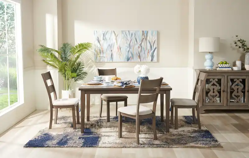 Dining Chair with Polyester Fabric, Ladder-Back