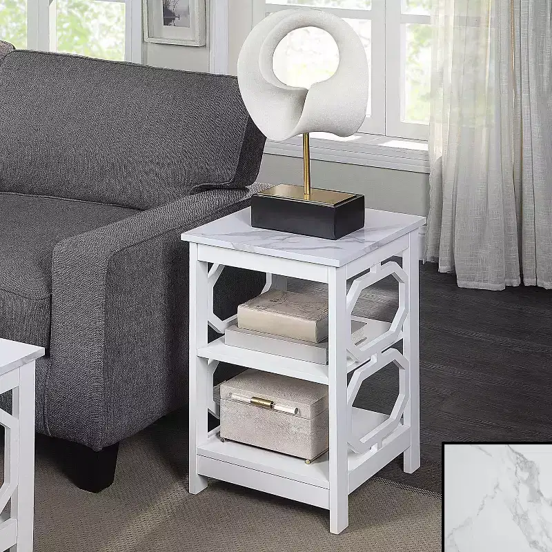 23.75 in.H White Color Rectangle Wood Table Top End Table 1 -piece