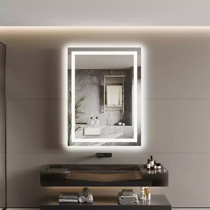 LED Bathroom Mirror  Dual Front/Back Lighting, Anti-Fog, Adjustable Brightness