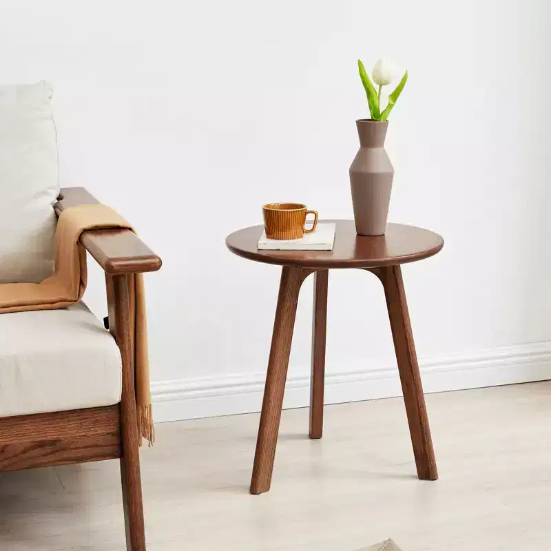 Solid Wood Round Side Table - Small Side Table,Coffee Table,Suitable For Living Room Bedroom And Balcony, 100% Natural Solid Oak Easy To Assemble