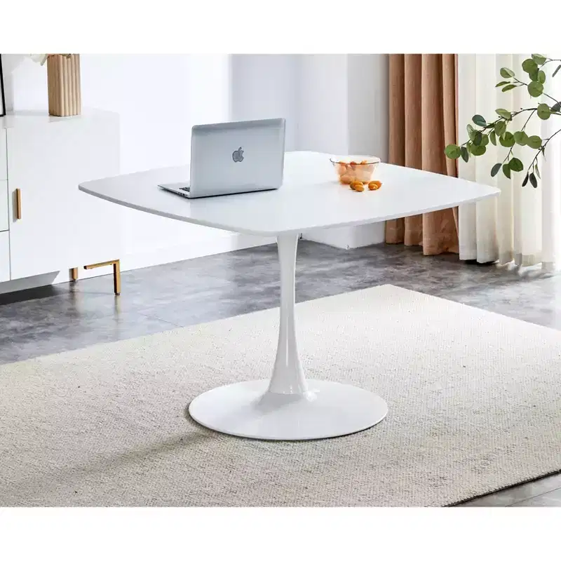 42.1-inch Mid-Century Dining Table with Round MDF Table Top and Cross Leg, for 4-6 People, Also Functions as Coffee Table