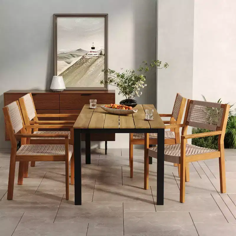 Christopher Knight Home Lysandra 5 pcs Acacia Wood Rope Weave Chairs Dining Set