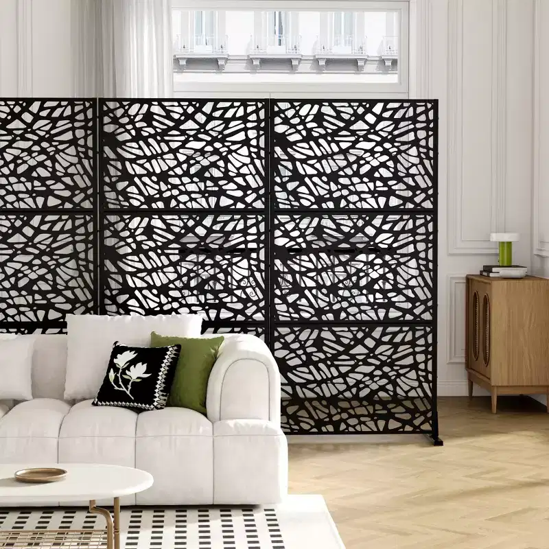 MAYEERTY 72x47 White Outdoor Natural Privacy Panel Screen, 3 Piece Set Natural Folding Divider for Backyard and Garden