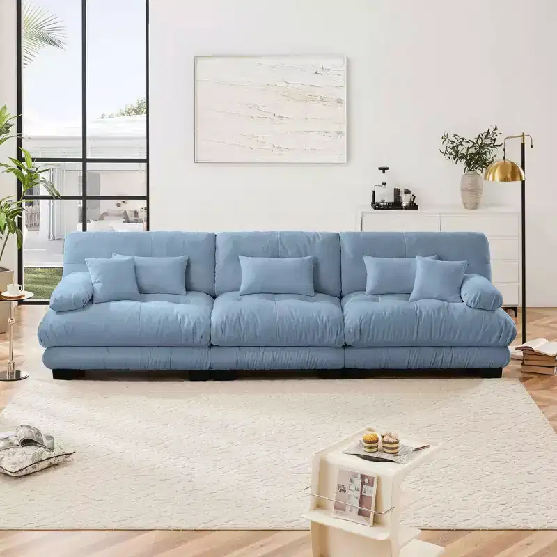 MAYEERTY 3 Seater Sectional Sofa Modular Deep Seat Couch Upholstered Furniture for Living Room Blue