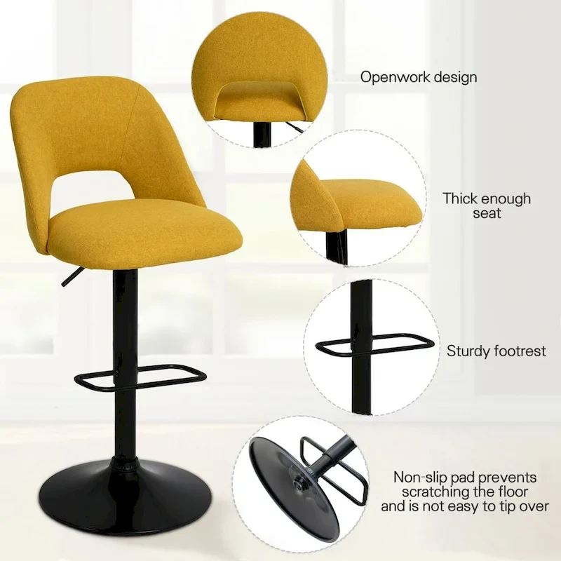 17.7 Bigger Base Vinyl Adjustable Height Swivel Bar Stool, Set of 2 - 32x17x17
