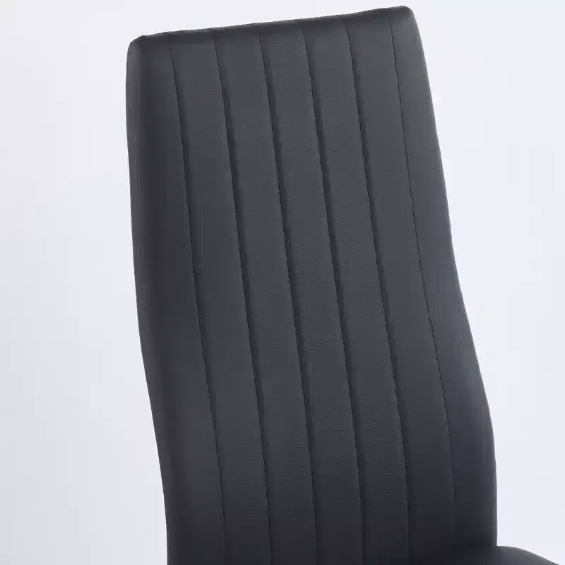 Set of 4 Dining Chairs with Golden Color Legs and Black Seats, Comfortable and Durable