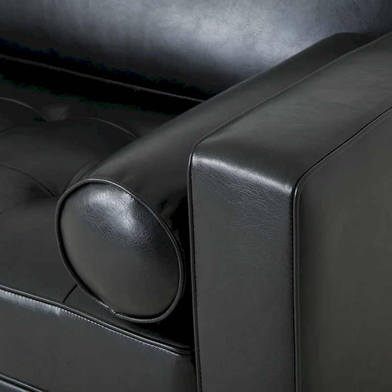 Modern 82.25 Faux Leather 3-Seater Sofa with Wood Legs