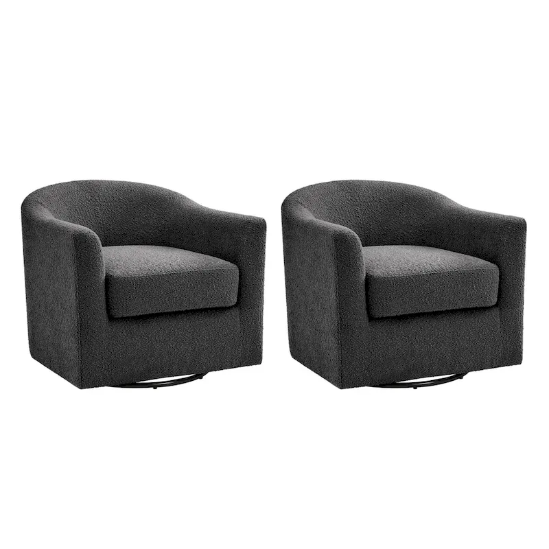 Rita Modern Ergonomic Boucle Upholstered Swivel Barrel Chair Set of 2 by HULALA HOME