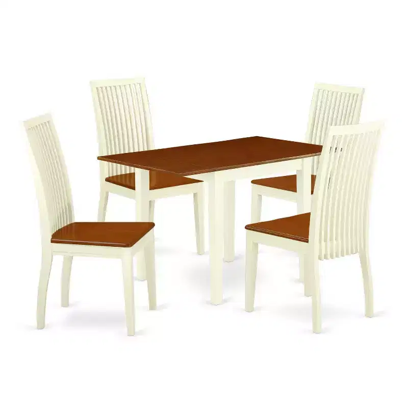 5-Piece Buttermilk and Cherry Solid Wood Top - Dining Room Set - Seats 4