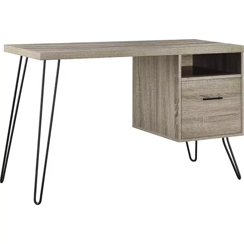 Computer Desk, Distressed Gray Oak