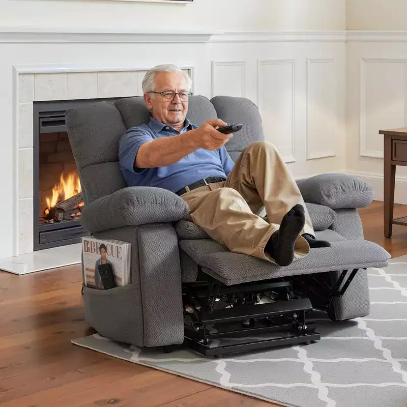 VEVOR Power Lift Recliner Chair, Dual Motor, Oversized Electric Lift Chair with Heat and Massage, Infinite Position Adjustment, Light Gray