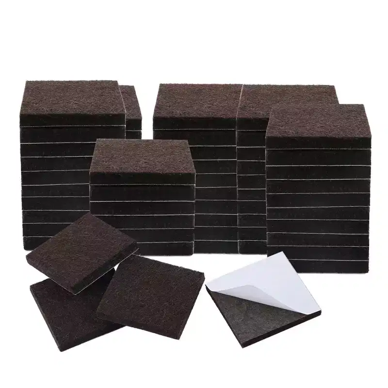 Square Self-Stick Furniture Felt Pads, Dark Brown 1