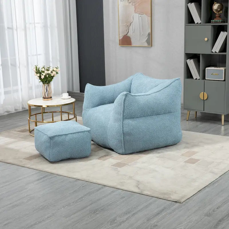 Boucle Bean Bag Chair with Memory Foam Filling for Ultimate Comfort