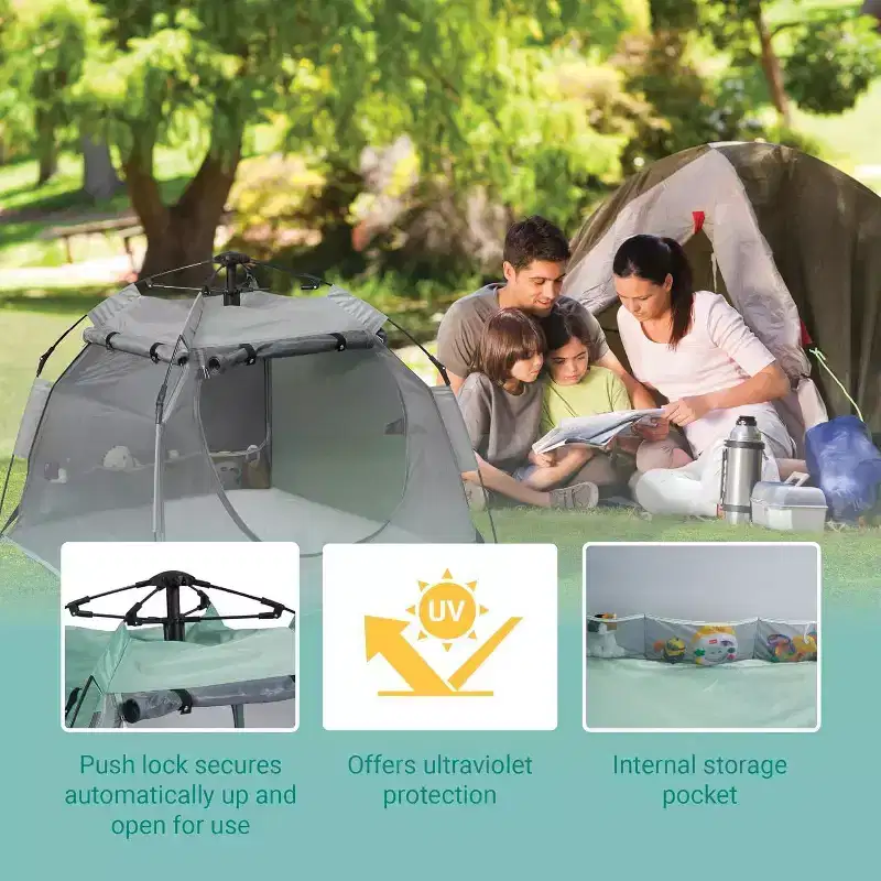 Kidco Lightweight Portable Tent-Peapod Camp Playard - Midnight: Carrying Bag, Folds for Easy Transport and Storage, Metal Frame