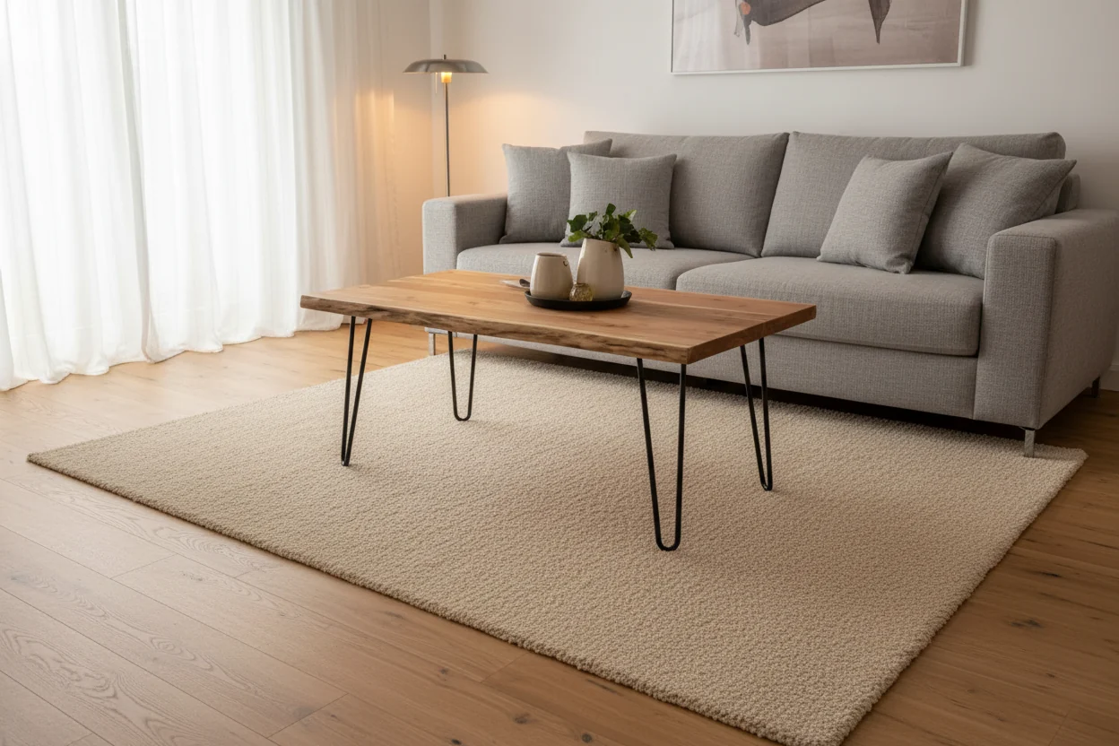 Live Edge Acacia Wood Coffee Table with Hairpin Metal Legs