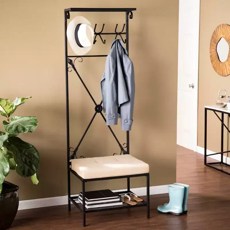 Freestanding Entryway Hall Tree Bench with Storage