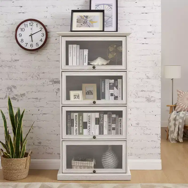 Tall Bookshelf with 4 Shelves, Storage Organizer for Books and CDs, Living Room, Hallway, Office