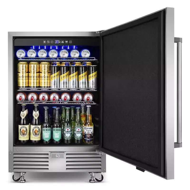 Denjol Built-In/Free-Standing Outdoor Beverage Cooler - 24-inch, 4.9 Cu.Ft., Waterproof, Adjustable Feet for home