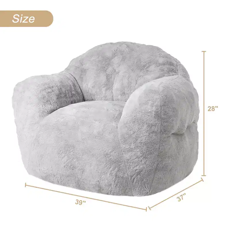 Extra Large Bean Bag Chair for Bedroom & Living Room, Light Grey