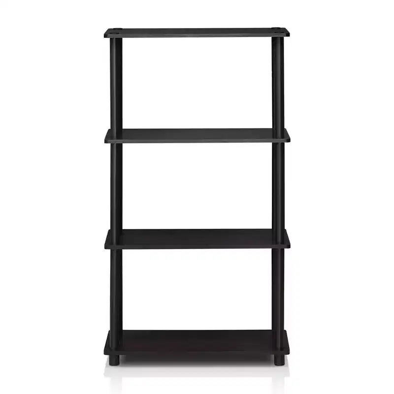 4-Tier Ladder Decorative Bookshelf – Open Multipurpose Shelf, Dark Walnut