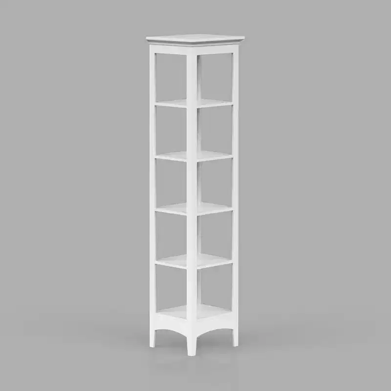 Madison Linen Tower with Five Open Shelves White - Teamson Home: Chrome-Plated, Transitional Style, MDF Composite