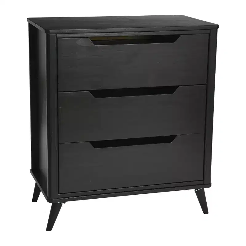Yume Mid Century Modern Solid Wood Dresser Chest of 3 Drawers