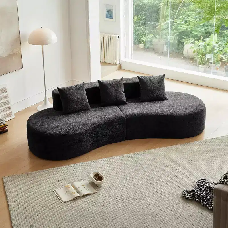 MAYEERTY Curved Velvet 5-Seater Modular Sectional Sofa with Toss Pillows