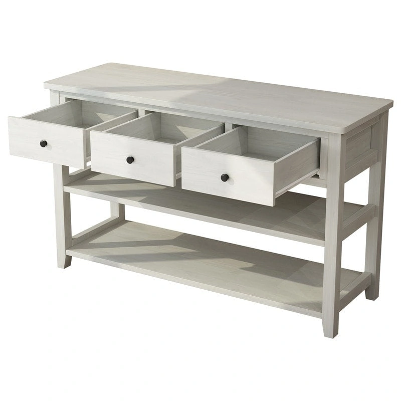 Entryway Console Table with 3 Drawers and 2 Open Shelves