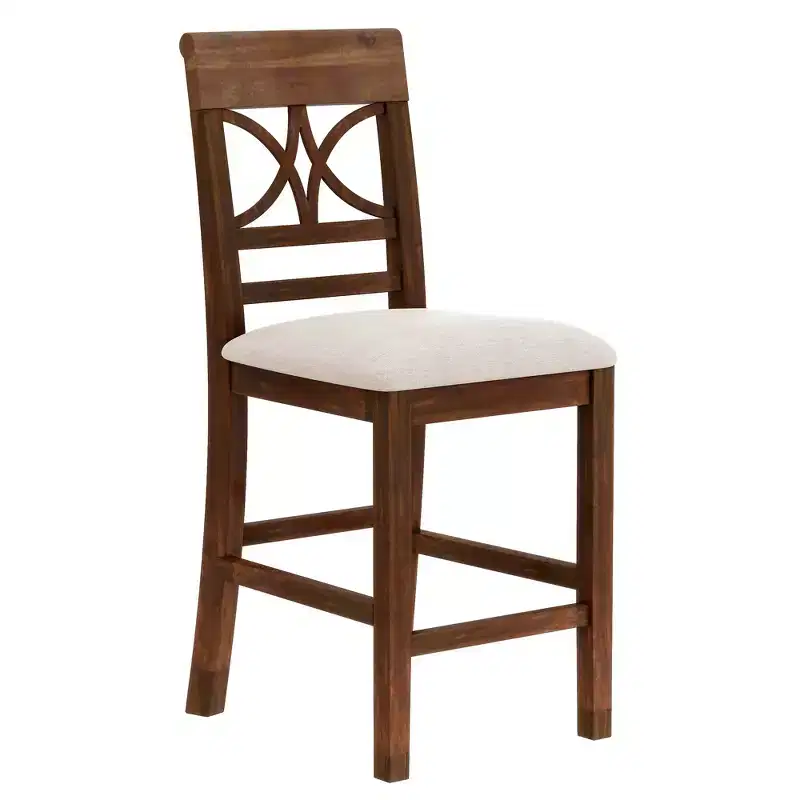 Whisen Rustic 6-Piece Counter Height Dining Table Set with Bench and 4 Upholstered Chairs
