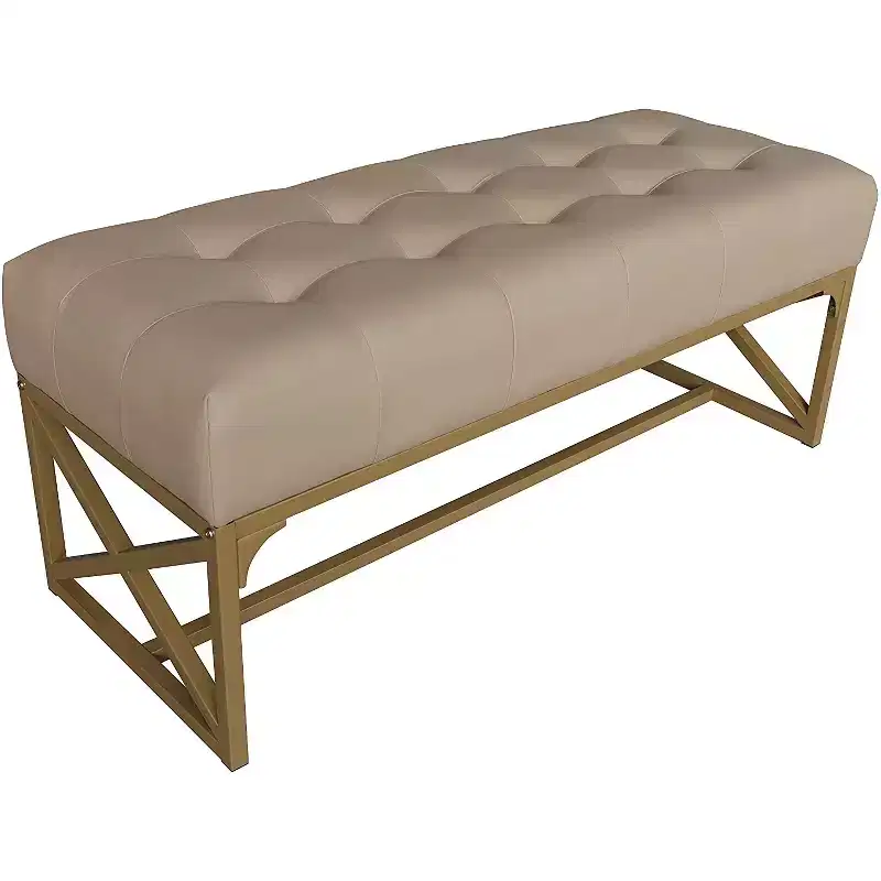eHemco Modern Faux Leather Bench, 40.2 Inches, Gold