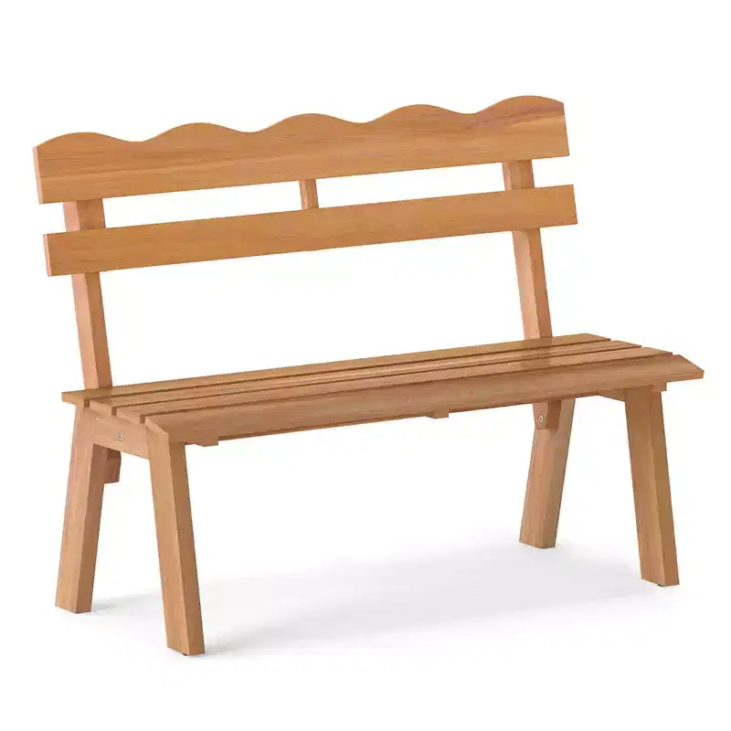 Costway Outdoor Wood Bench with Ergonomic Backrest Solid Acacia Wood 800 lbs Weight Support