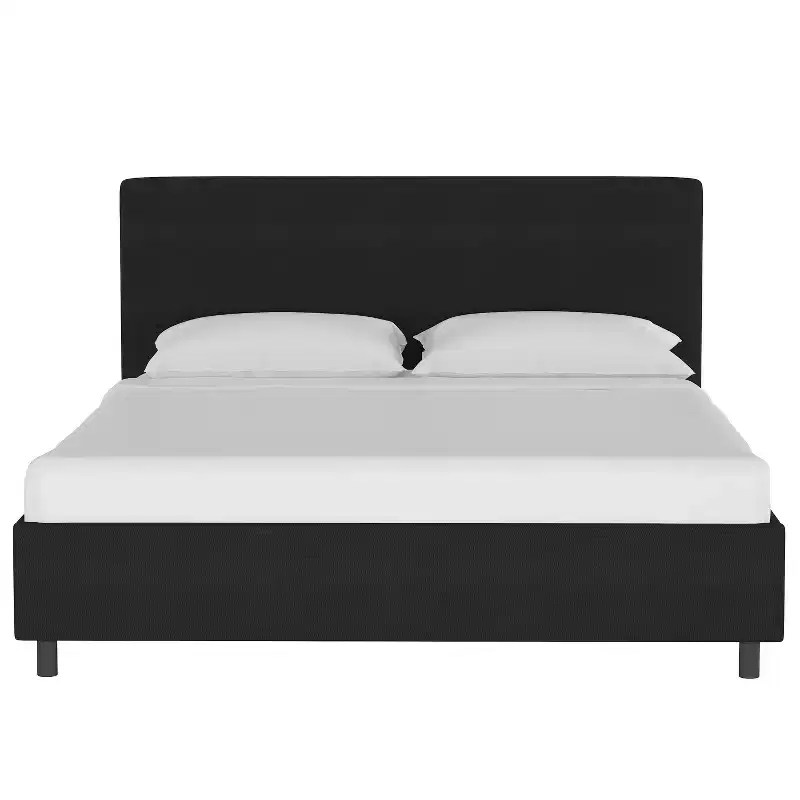 Solid Woven Upholstered Platform Bed Twill