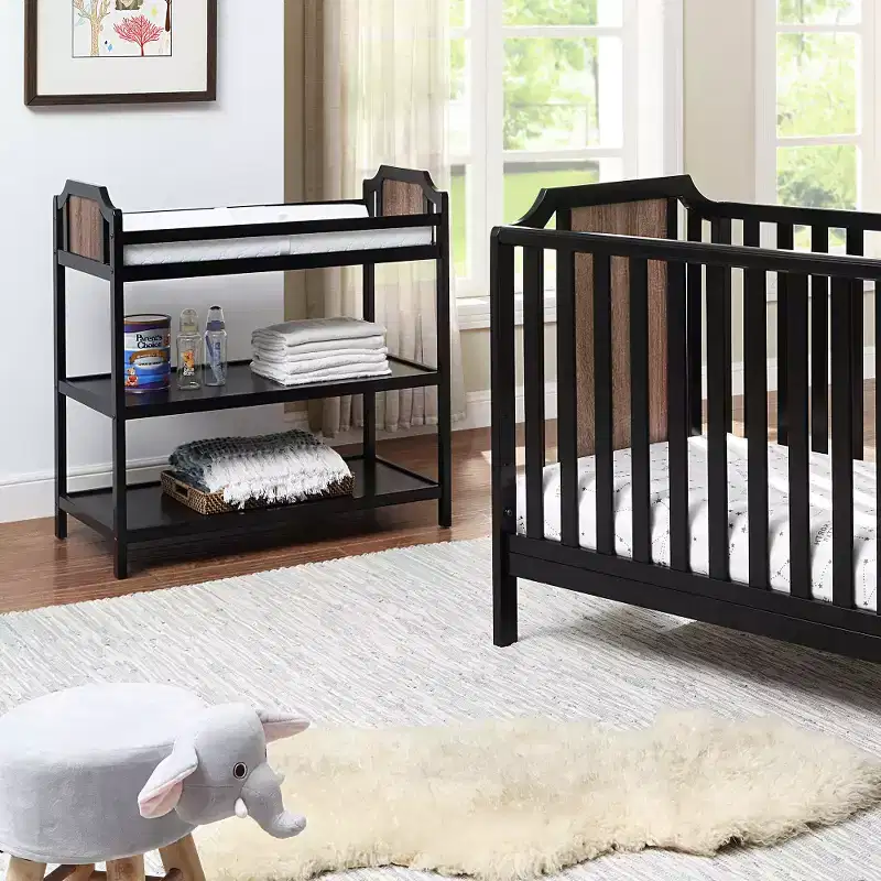 Baby Changing Table with 2 Storage Shelves, Non-Toxic Safe Nursery Furniture, Convertible Design