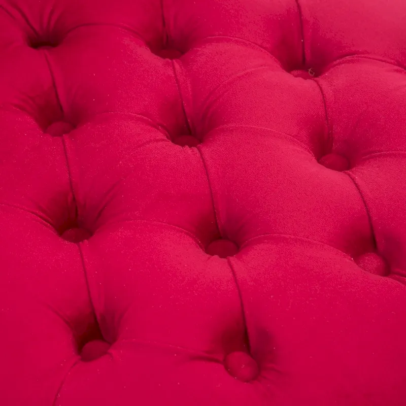Tufted High Back Red Velvet Accent Chair