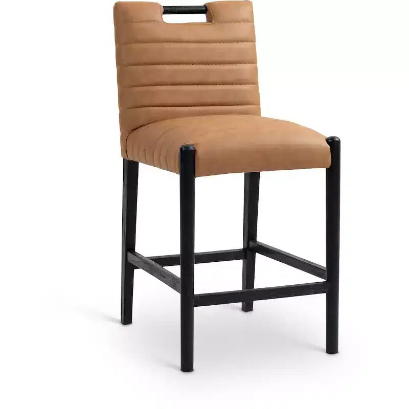 Cognac Vegan Leather Counter Stool
