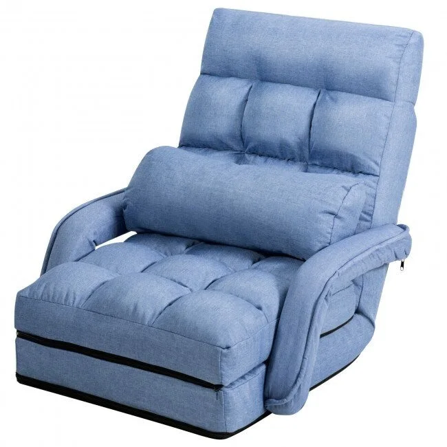 Folding Lazy Floor Chair Sofa with Armrests and Pillow - 22 x 26 x 29 (L x W x H)