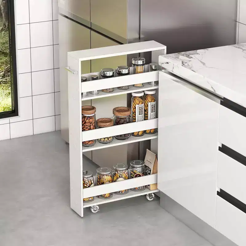 4-Tier Slim Storage Cart with Open Shelves Rolling Kitchen Cart on Wheels Narrow