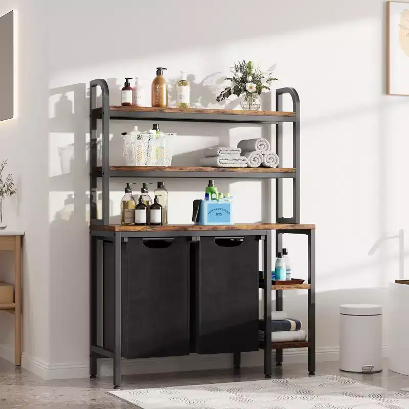 2 Section Laundry Basket,3 Tiers Laundry Sorter with Pull-Out and Removable Bags for Bathroom Bedroom