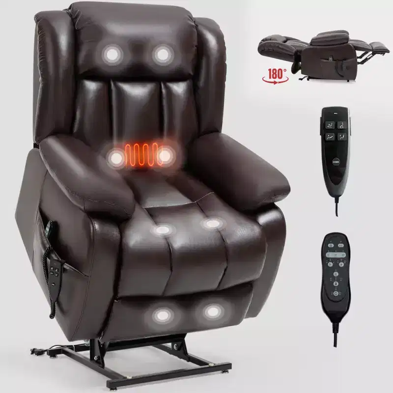CLIHOME Dual Motor Infinite Position Electric Medium Size Power Lift Recliner Chair with 8-Point Vibration Massage and Lumbar Heating