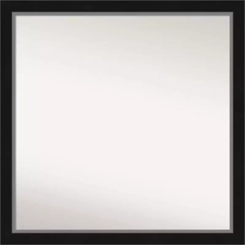 29" x 29" Non-Beveled Eva Narrow Bathroom Wall Mirror Black - Amanti Art: Modern Square Polystyrene Frame, Includes Mounting Hardware