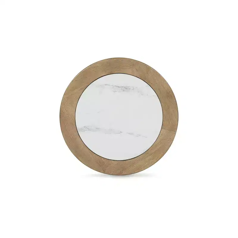 Signature Design by Ashley Camdill Round End Table with Faux Marble Top, Light Brown