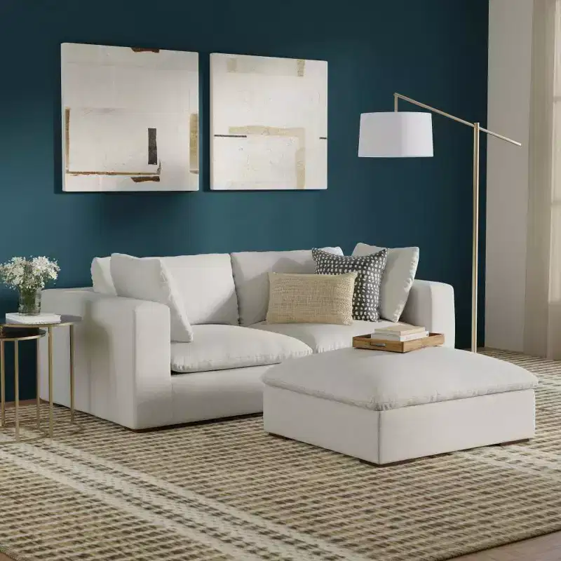 WyndenHall Marlee 2 Seater Sofa and Ottoman Cloud Gray