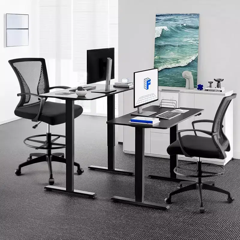 Tall Drafting Chair for Standing Desk Mesh Back with Adjustable Foot Ring Lumbar Support 330 lb Capacity Counter Height Office Stool