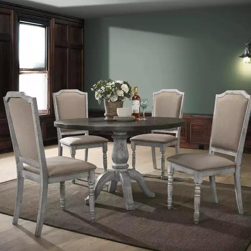 Farmhouse 47 Round Pedestal Wood Dining Table