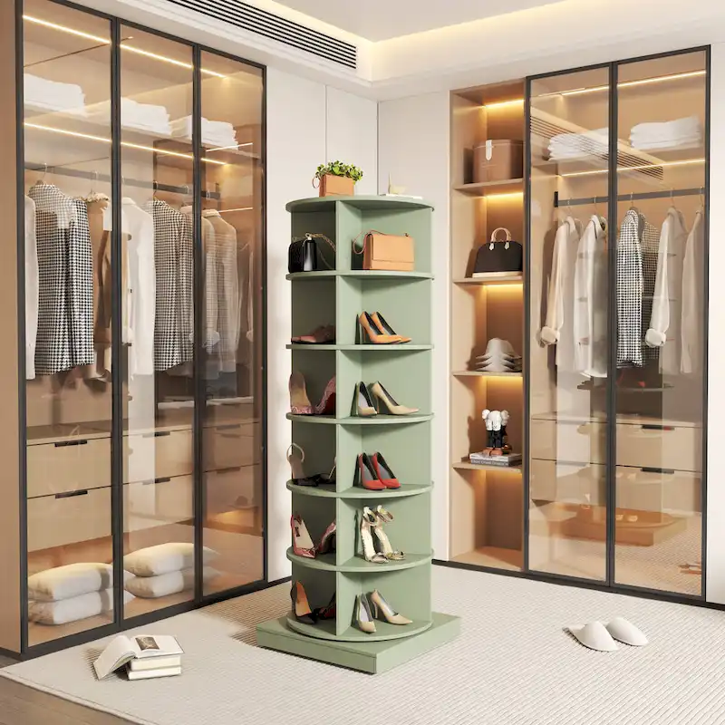 Blue 360 Rotating shoe cabinet 6 layers